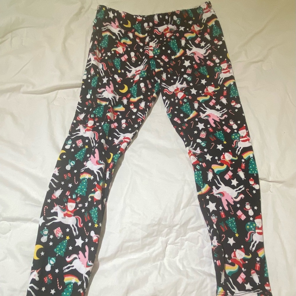 btween Black Unicorn & Holiday Print Girls' Leggings